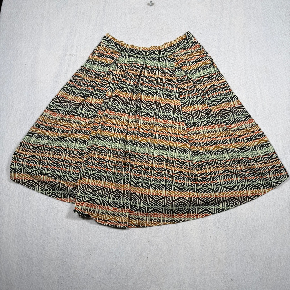 LuLaRoe Madison Skirt XL Geometric Tribal Print Pleated A-Line High Low Multi